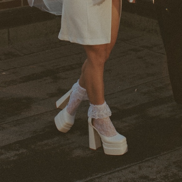 White Platform Heels - Picture 1 of 4